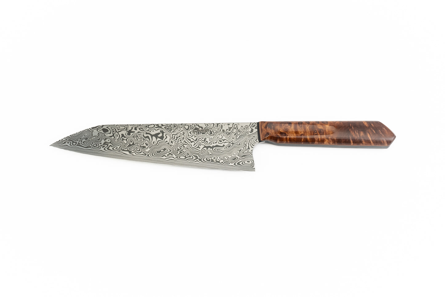 194 mm Damasteel Kiritsuke - Redwood Burl