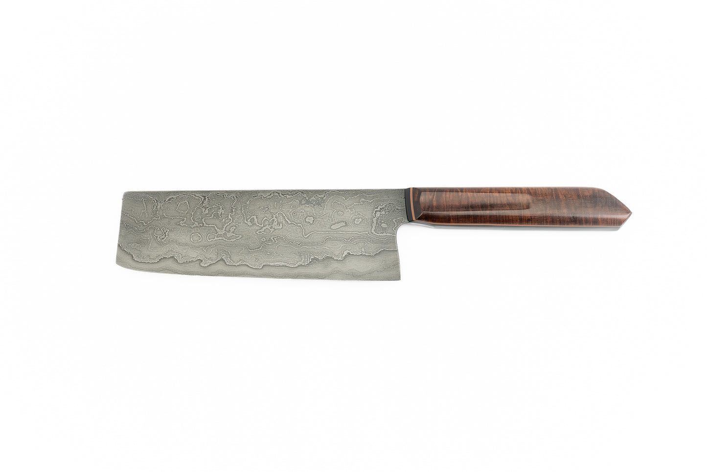 168 mm Damascus Nakiri - Ringed Gidgee