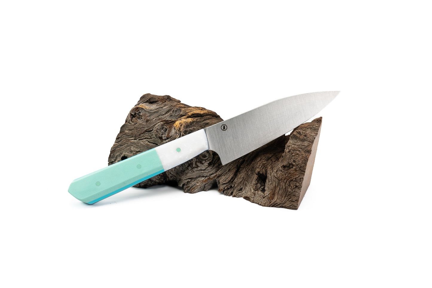 4.5" Macrum Petty - White quartz Corian and Tiffany blue g10 (CHLOE)