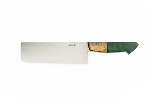 6.75" Nakiri - Buckeye Burl and Dyed Maple (CHLOE)